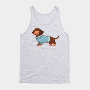 Black & tan dachshund wearing a blue sweater Tank Top